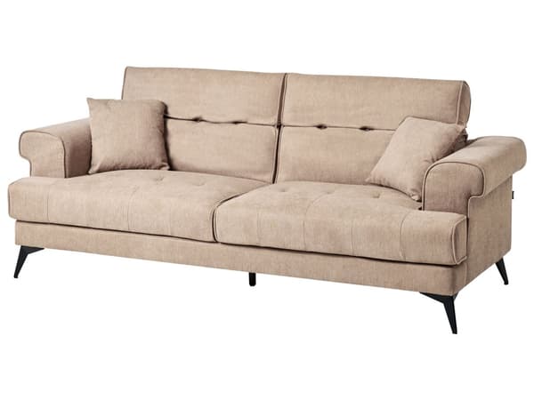 3-seters Sofa Lysebrunt Stofftrekk med Justerbare Nakkestøtter Moderne Stil Stue Møbler