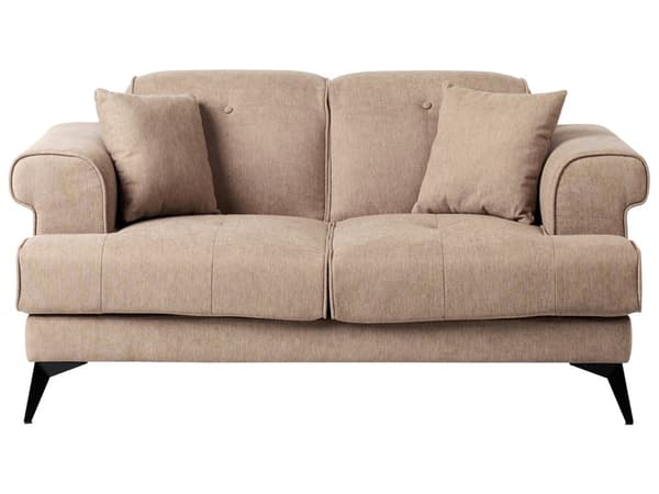 2-seters Sofa Lysebrunt Stofftrekk med Justerbare Nakkestøtter Moderne Stil Stue Møbler