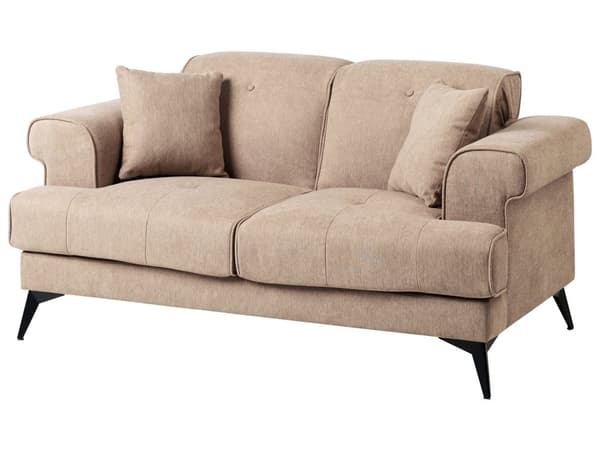 2-seters Sofa Lysebrunt Stofftrekk med Justerbare Nakkestøtter Moderne Stil Stue Møbler