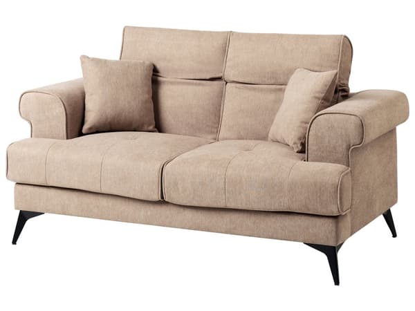 2-seters Sofa Lysebrunt Stofftrekk med Justerbare Nakkestøtter Moderne Stil Stue Møbler