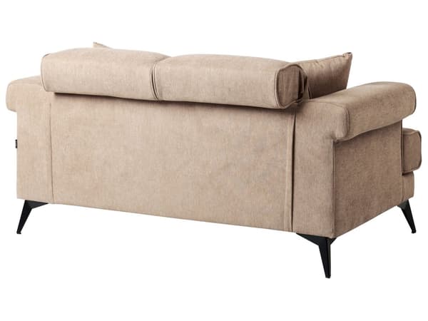 2-seters Sofa Lysebrunt Stofftrekk med Justerbare Nakkestøtter Moderne Stil Stue Møbler