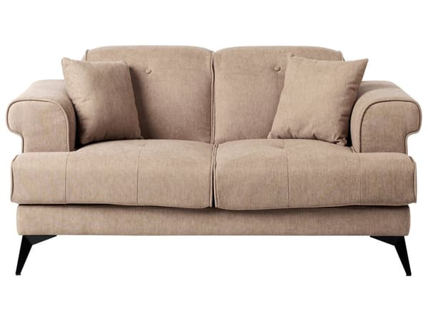 2-seters Sofa Lysebrunt Stofftrekk med Justerbare Nakkestøtter Moderne Stil Stue Møbler