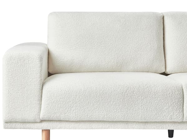 Sofa Off White Boucle 3 Personers Tyk Polstret Dyb Blød Stofsofa til Stuen Moderne Inspiration Stue Møbel Klassisk