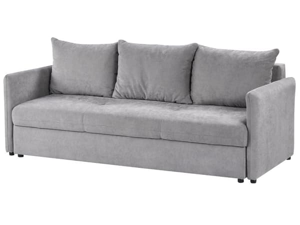 Sovesofa Grå Polyester 3 Personers Moderne Blød Sofa Sofaseng Tre Personers Designsofa Praktisk Splitback Stofsofa med Opbevaring