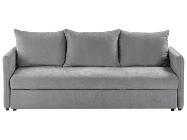 Sovesofa Grå Polyester 3 Personers Moderne Blød Sofa Sofaseng Tre Personers Designsofa Praktisk Splitback Stofsofa med Opbevaring