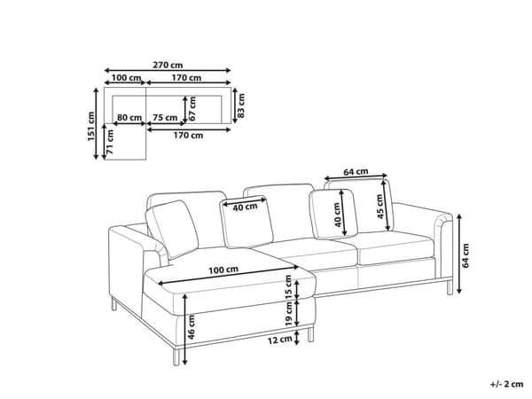 Hjørnesofa Hvit Bouclé 4-seter L-formet Høyrevendt Puter med avtakbart trekk Forkrommede ben Moderne og klassisk design Stue