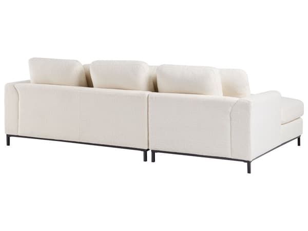Hjørnesofa Hvit Bouclé 4-seter L-formet Høyrevendt Puter med avtakbart trekk Forkrommede ben Moderne og klassisk design Stue