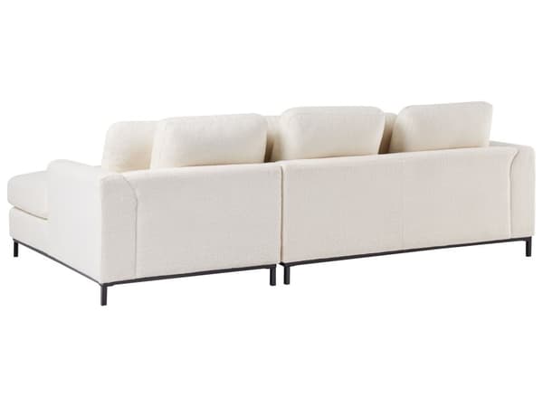 Hjørnesofa med fotskammel Hvit Bouclé 4-seter L-formet Venstrevendt Puter med avtakbart trekk Forkrommede ben Moderne og klassisk design Stue