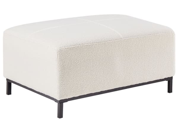 Hjørnesofa med fotskammel Hvit Bouclé 4-seter L-formet Venstrevendt Puter med avtakbart trekk Forkrommede ben Moderne og klassisk design Stue
