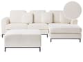Miniatyrbilde 1 av 11: Hjørnesofa med fotskammel Hvit Bouclé 4-seter L-formet Venstrevendt Puter med avtakbart trekk Forkrommede ben Moderne og klassisk design Stue