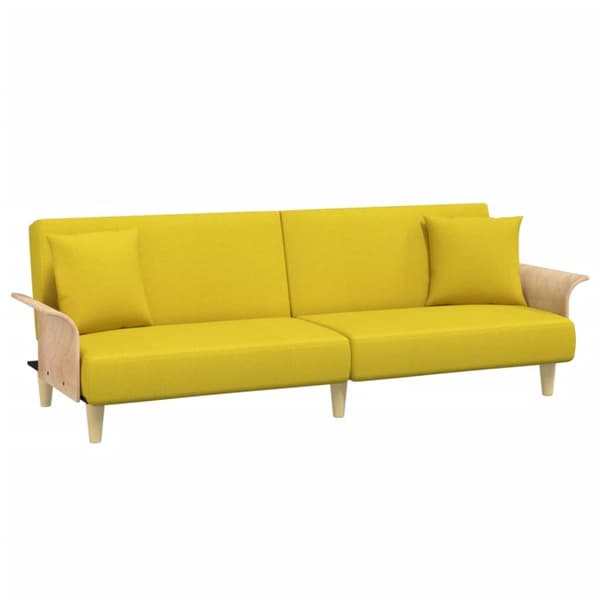 Bäddsoffa med armstöd ljusgul tyg