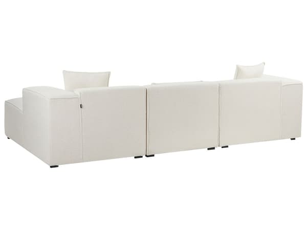 Hörnsoffa Off-White Bouclé 3-sits Höger Extra Prydnadskuddar Modern Vardagsrum