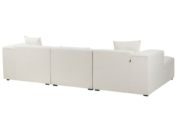 Hörnsoffa Off-White Bouclé 3-sits Vänster Extra Prydnadskuddar Modern Vardagsrum