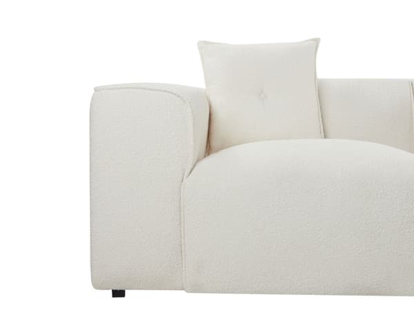 Hörnsoffa Off-White Bouclé 3-sits Vänster Extra Prydnadskuddar Modern Vardagsrum