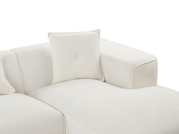 Hörnsoffa Off-White Bouclé 3-sits Vänster Extra Prydnadskuddar Modern Vardagsrum