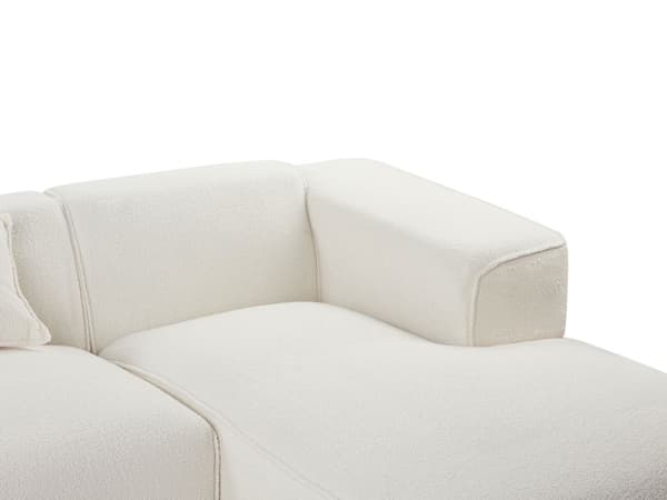 Hörnsoffa Off-White Bouclé 3-sits Vänster Extra Prydnadskuddar Modern Vardagsrum