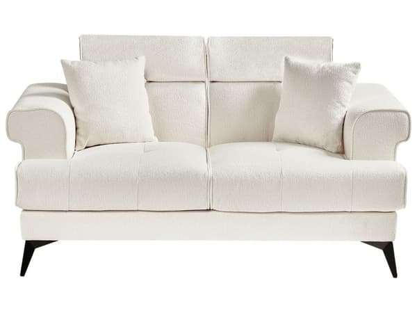 2-seters Sofa Hvit Boucle Polstring med Justerbare Nakkestøtter Moderne Stil Stue Møbler