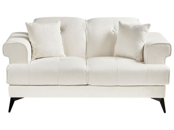 2-seters Sofa Hvit Boucle Polstring med Justerbare Nakkestøtter Moderne Stil Stue Møbler