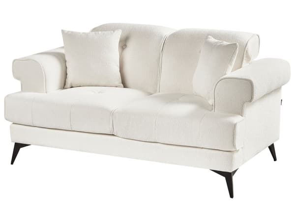 2-seters Sofa Hvit Boucle Polstring med Justerbare Nakkestøtter Moderne Stil Stue Møbler