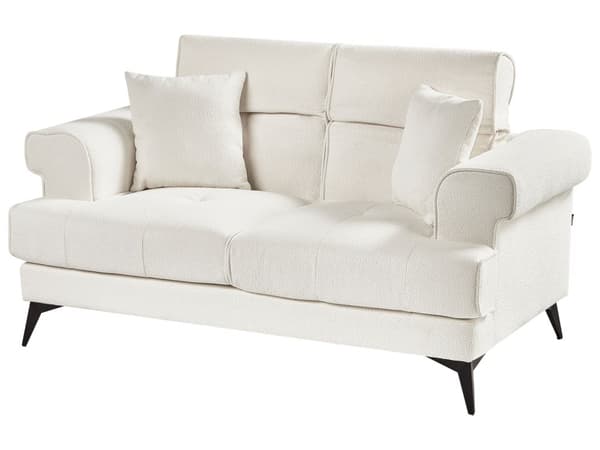 2-seters Sofa Hvit Boucle Polstring med Justerbare Nakkestøtter Moderne Stil Stue Møbler