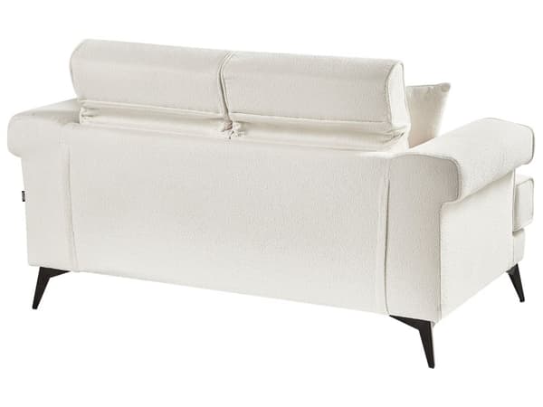 2-seters Sofa Hvit Boucle Polstring med Justerbare Nakkestøtter Moderne Stil Stue Møbler