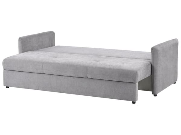 Bäddsoffa Grå Tyg 3-sits Klädsel Kuddar Modern