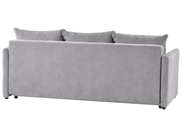 Bäddsoffa Grå Tyg 3-sits Klädsel Kuddar Modern