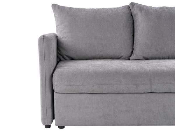 Bäddsoffa Grå Tyg 3-sits Klädsel Kuddar Modern