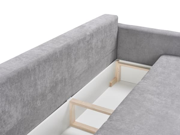 Bäddsoffa Grå Tyg 3-sits Klädsel Kuddar Modern