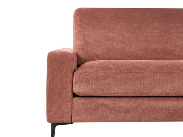 Hörnsoffa Vänster Soffa Röd Tyg Vattenavvisande Metall Svarta Ben Finish Rygg 3-sits L-formad Modern Stil Vardagsrum
