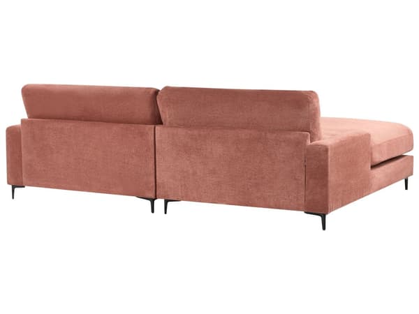 Hörnsoffa Höger Soffa Röd Tyg Vattenavvisande Metall Svarta Ben Finish Rygg 3-sits L-formad Modern Stil Vardagsrum