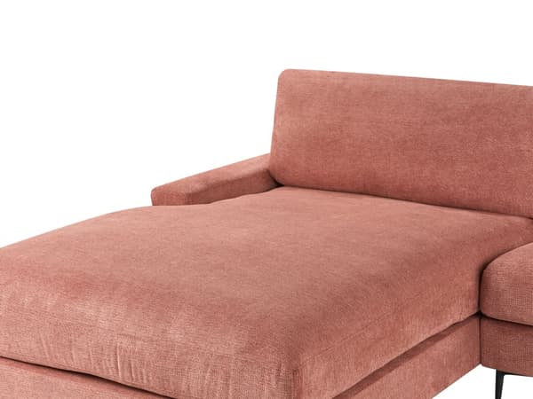 Hörnsoffa Höger Soffa Röd Tyg Vattenavvisande Metall Svarta Ben Finish Rygg 3-sits L-formad Modern Stil Vardagsrum