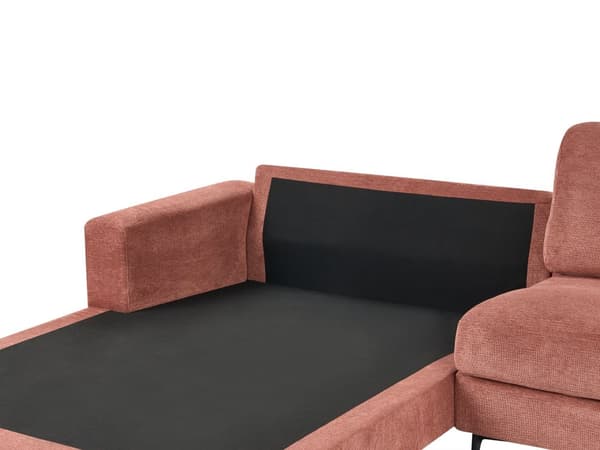 Hörnsoffa Höger Soffa Röd Tyg Vattenavvisande Metall Svarta Ben Finish Rygg 3-sits L-formad Modern Stil Vardagsrum