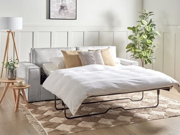 Bäddsoffa Grå Tyg 2-sits konvertibel Sovsoffa med Madrass Vardagsrum Gästrum