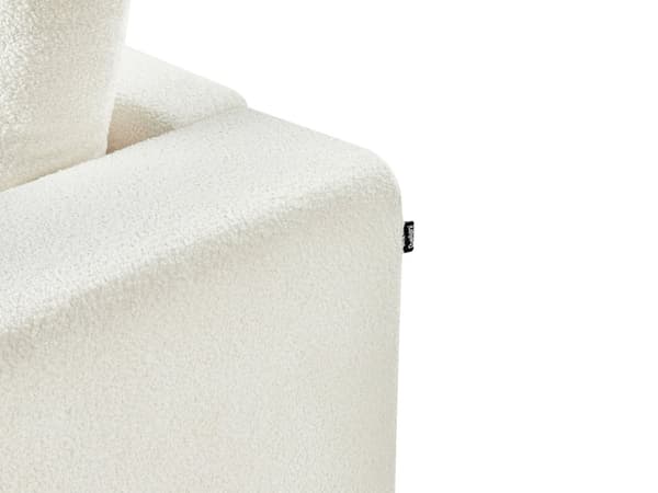 Soffa Off-White Bouclé 3-sits Modern Retro Stil Vardagsrum Breda Armstöd