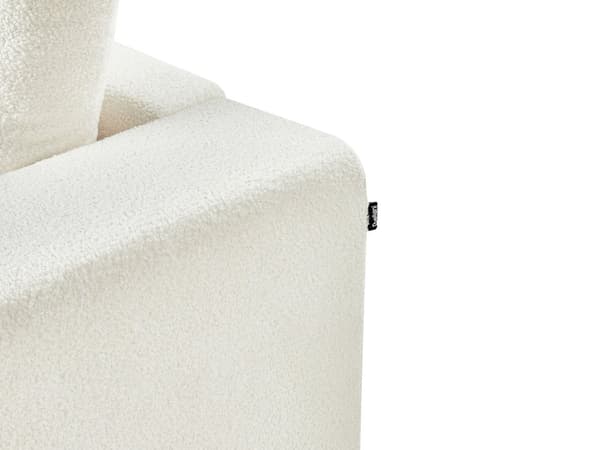 Soffa Off-White Bouclé 3-sits Modern Retro Stil Vardagsrum Breda Armstöd