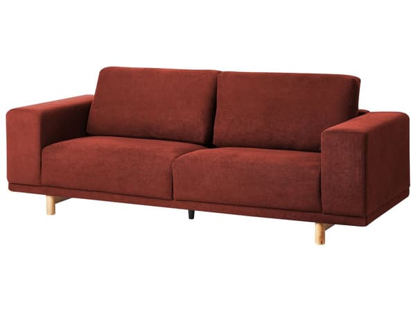 Soffa Röd 3-sits Modern Retro Stil Vardagsrum Breda Armstöd