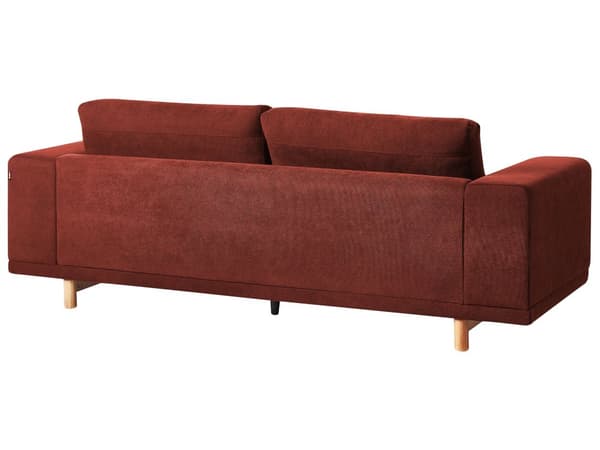 Soffa Röd 3-sits Modern Retro Stil Vardagsrum Breda Armstöd