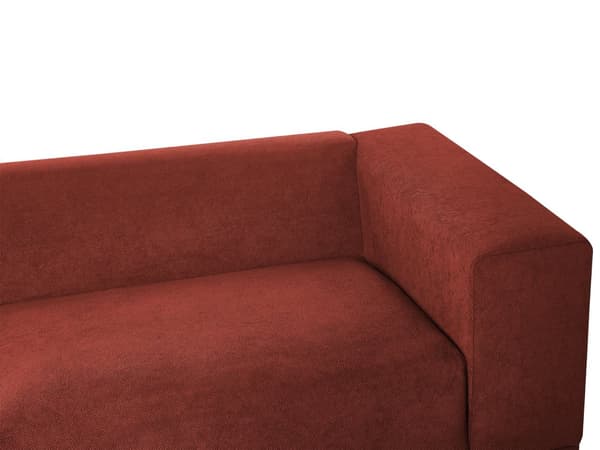 Soffa Röd 3-sits Modern Retro Stil Vardagsrum Breda Armstöd