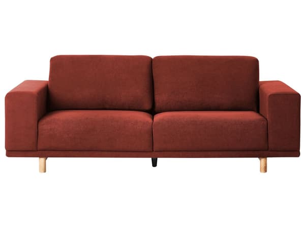 Soffa Röd 3-sits Modern Retro Stil Vardagsrum Breda Armstöd