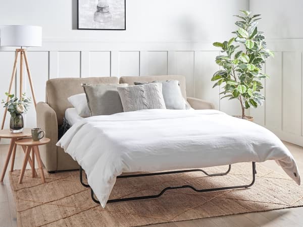 Bäddsoffa Taupe Polyester Tyg Stoppad Sovsoffa Modern Stil Vardagsrum