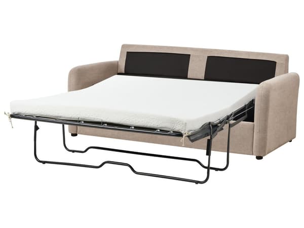 Bäddsoffa Taupe Polyester Tyg Stoppad Sovsoffa Modern Stil Vardagsrum