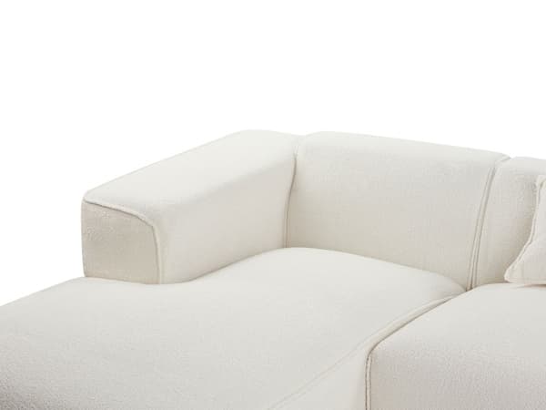 Hjørnesofa med Chaiselong Off White Boucle 3 Personers Sofa L Formet Dyb Sofahjørne Siddemøbel Blød Stofsofa Højrevendt Modulsofa
