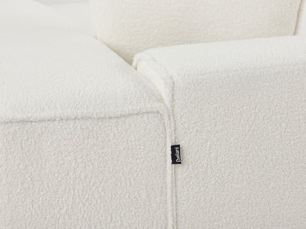 Hjørnesofa med Chaiselong Off White Boucle 3 Personers Sofa L Formet Dyb Sofahjørne Siddemøbel Blød Stofsofa Højrevendt Modulsofa