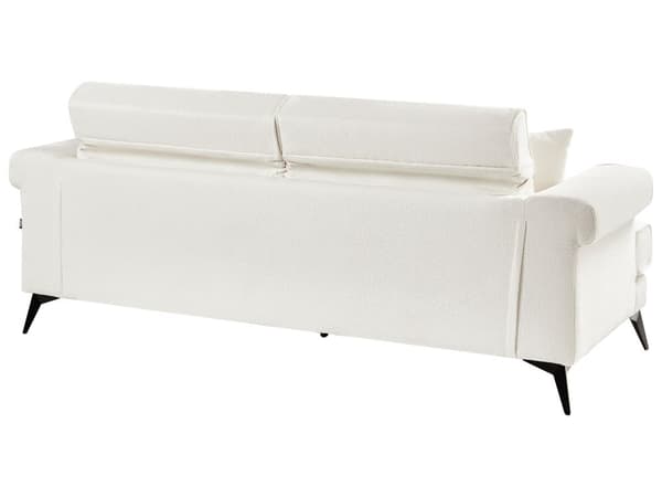 3-seters Sofa Hvit Boucle Polstring med Justerbare Nakkestøtter Moderne Stil Stue Møbler