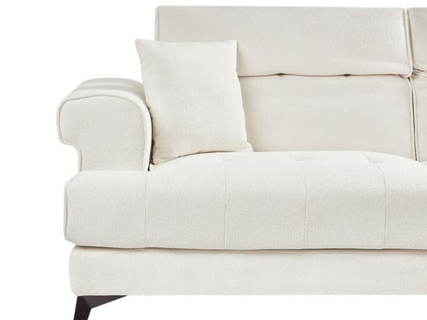 3-seters Sofa Hvit Boucle Polstring med Justerbare Nakkestøtter Moderne Stil Stue Møbler