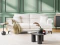Miniatyrbilde 2 av 11: 3-seters Sofa Hvit Boucle Polstring med Justerbare Nakkestøtter Moderne Stil Stue Møbler
