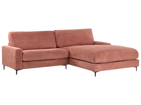 Hjørnesofa med Chaiselong Rød Polyester 3 Personers Sofa L Formet Sofa Dyb Blød Stofsofa Design Venstrevendt