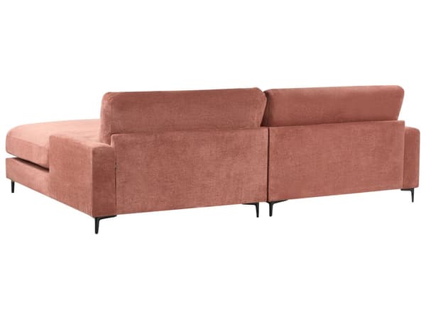Hjørnesofa med Chaiselong Rød Polyester 3 Personers Sofa L Formet Sofa Dyb Blød Stofsofa Design Venstrevendt