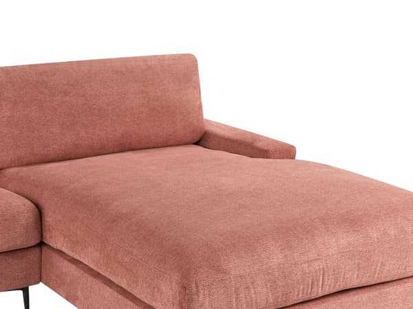 Hjørnesofa med Chaiselong Rød Polyester 3 Personers Sofa L Formet Sofa Dyb Blød Stofsofa Design Venstrevendt